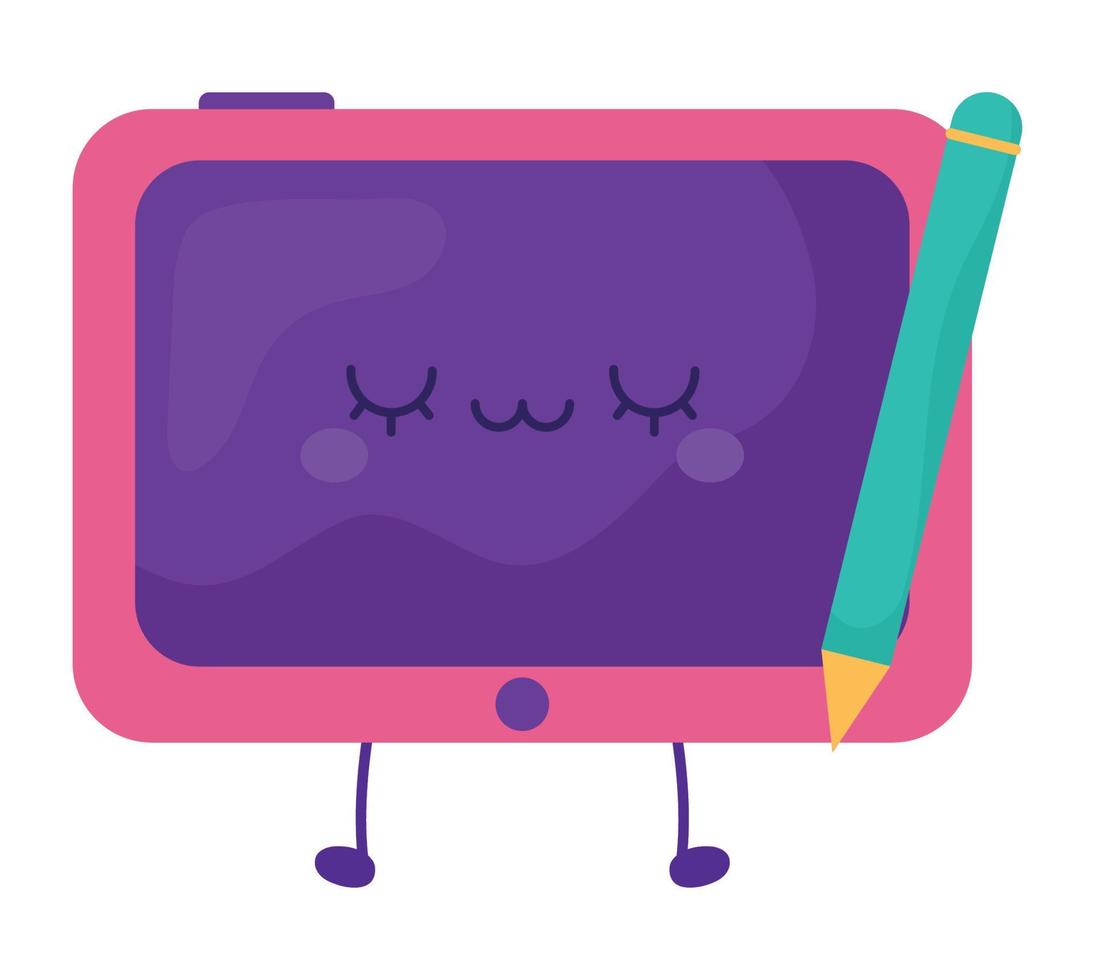 kawaii tablet for draw vector