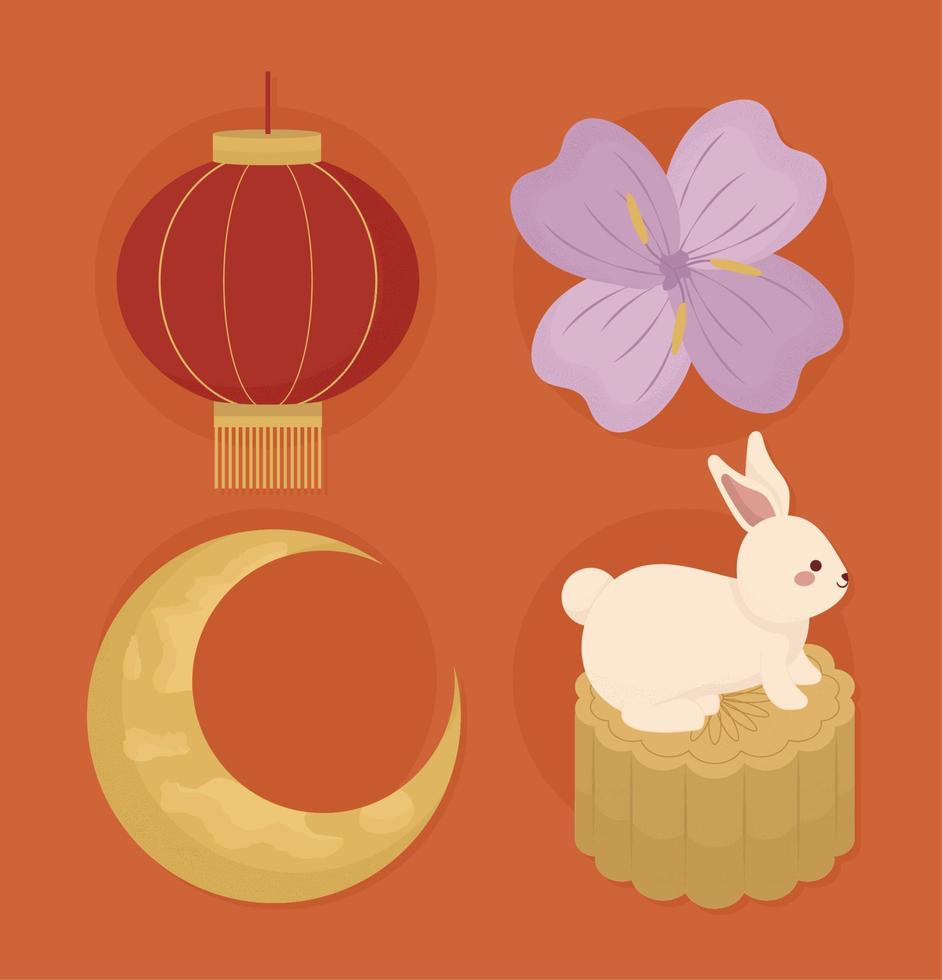 mid autumn icons vector