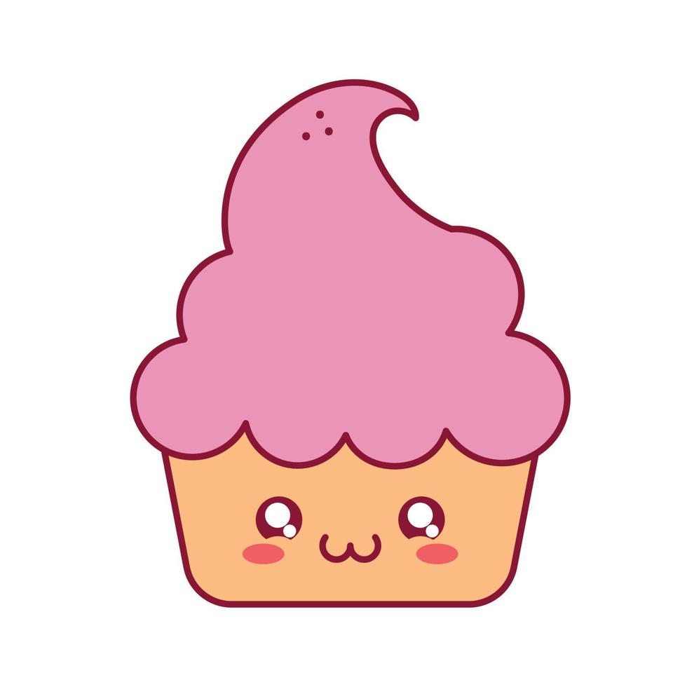 kawaii cupcake design vector