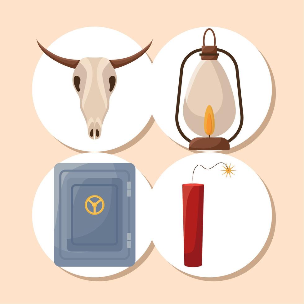 four cowboy icons vector
