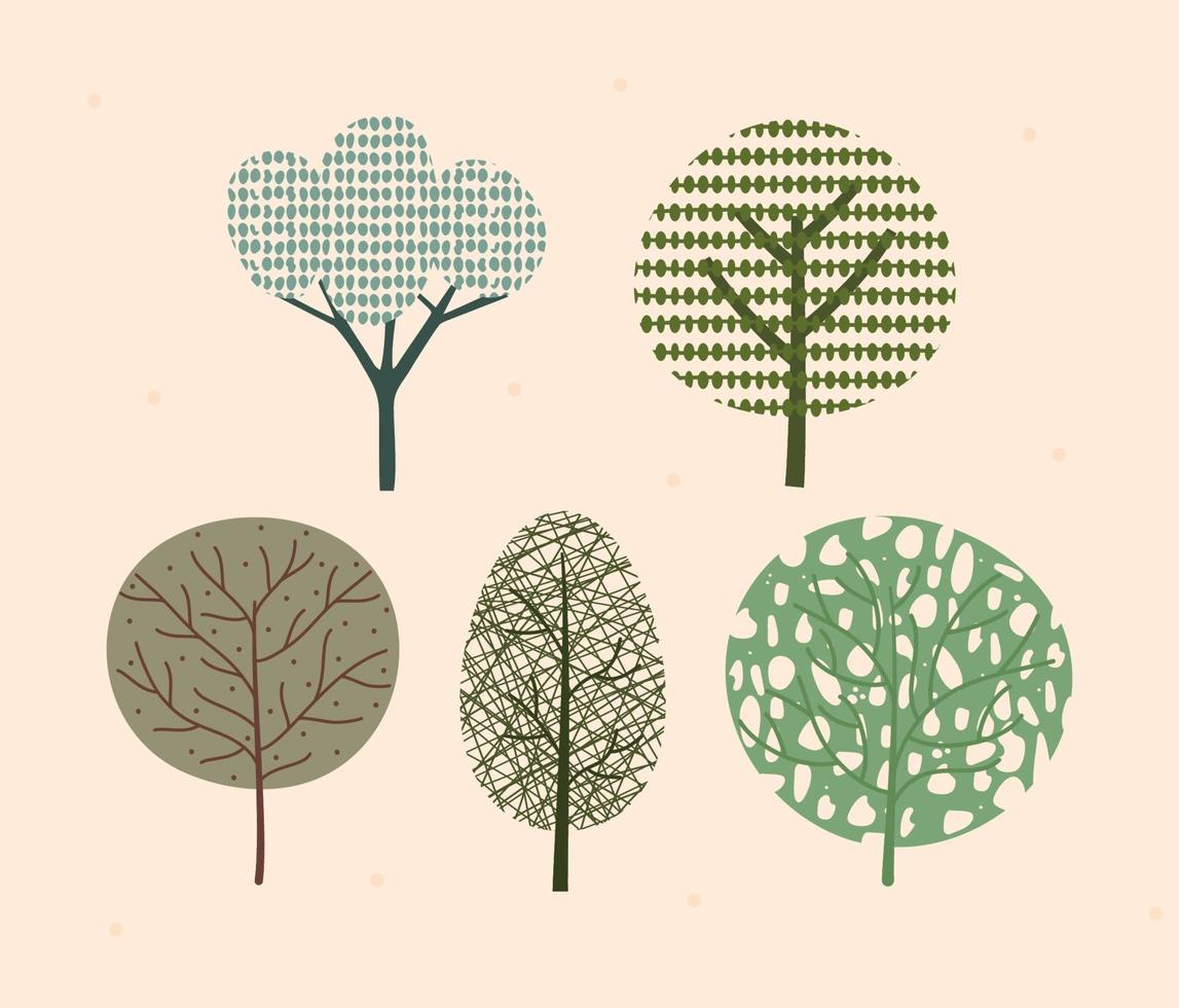 textured trees set vector