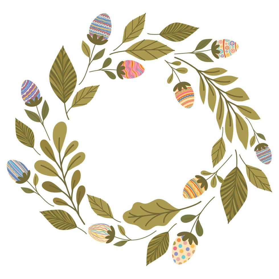 easter eggs in wreath vector