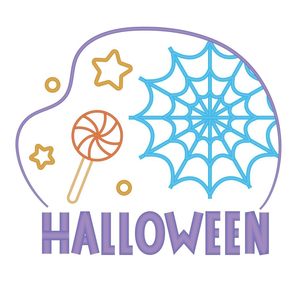 halloween lettering and spider web vector