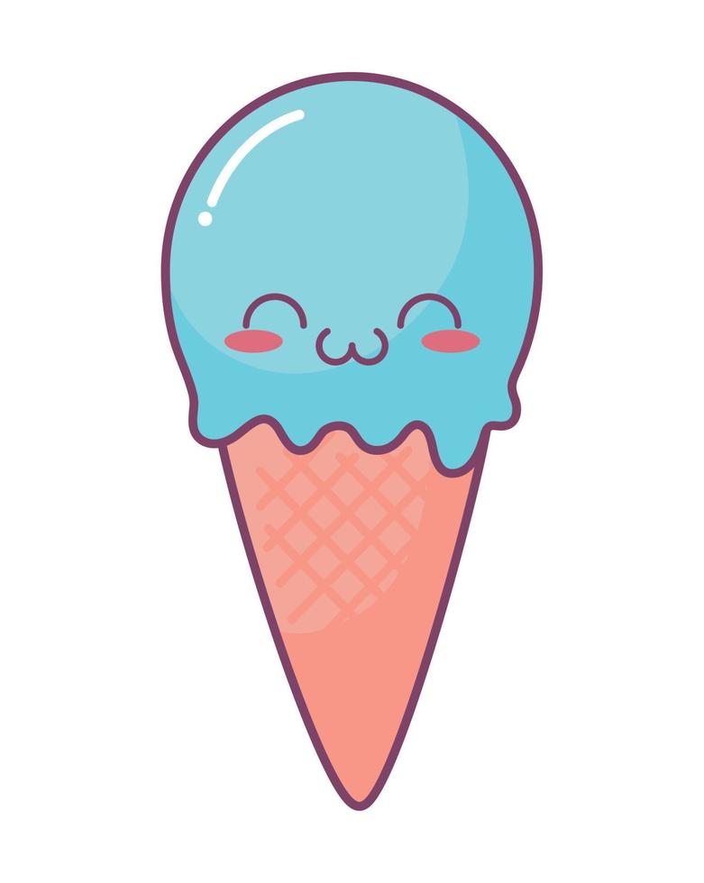 kawaii blue ice cream vector