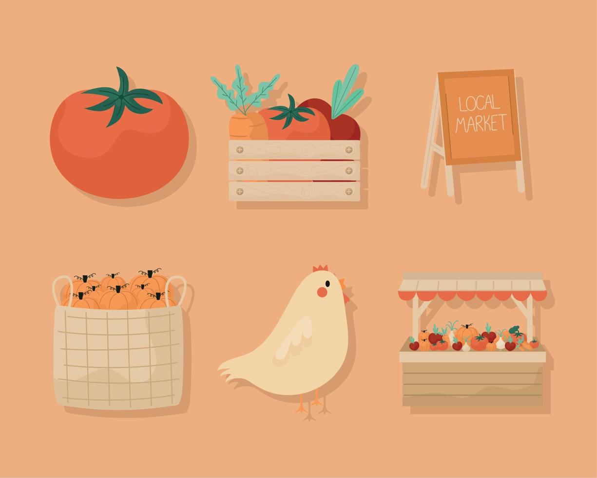 local market icons vector