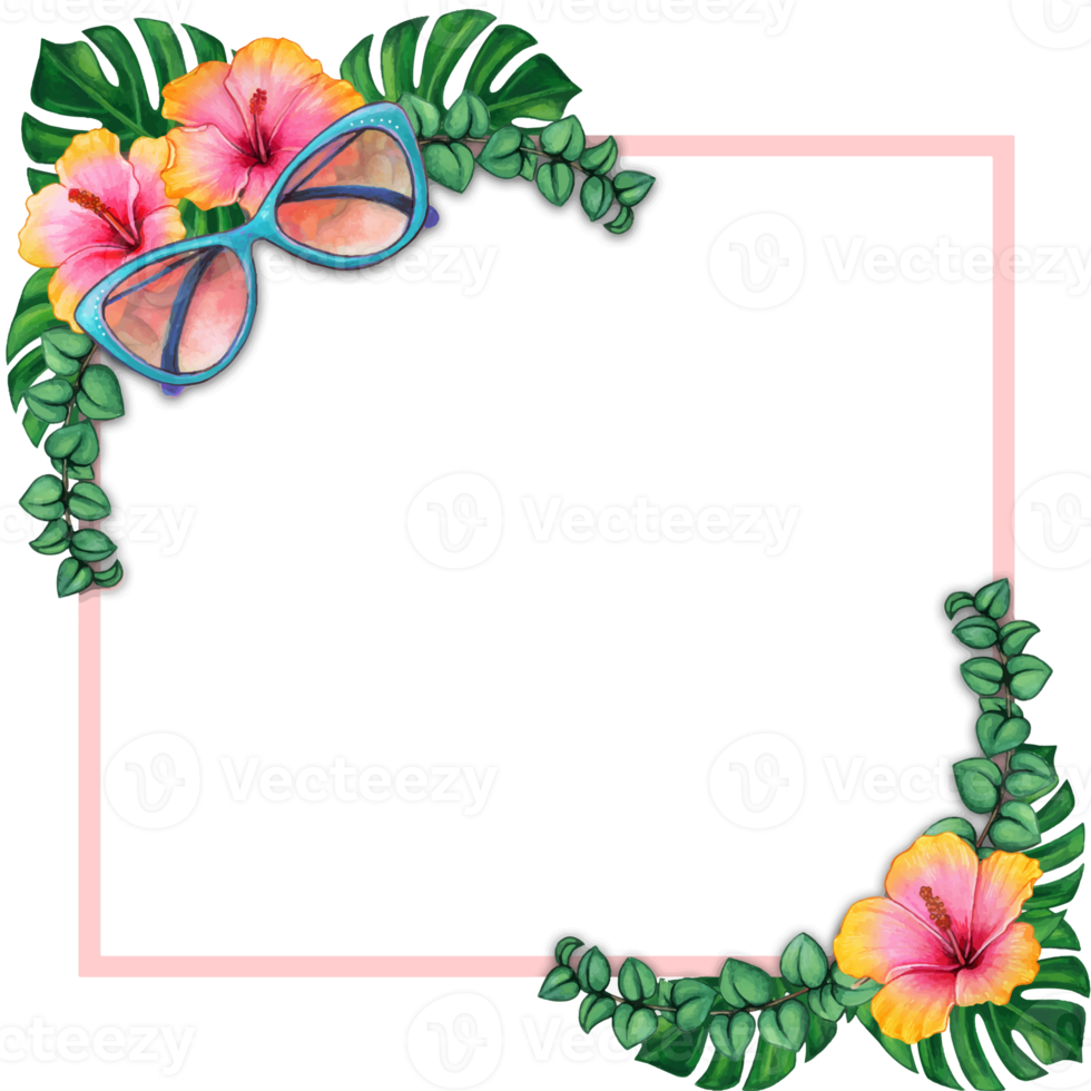 acuarela tropical verano marco png