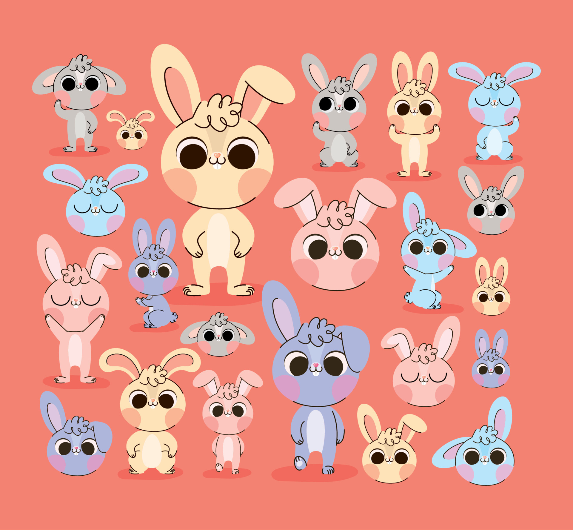  cutes conejitos conjunto 21386938 Vector en Vecteezy