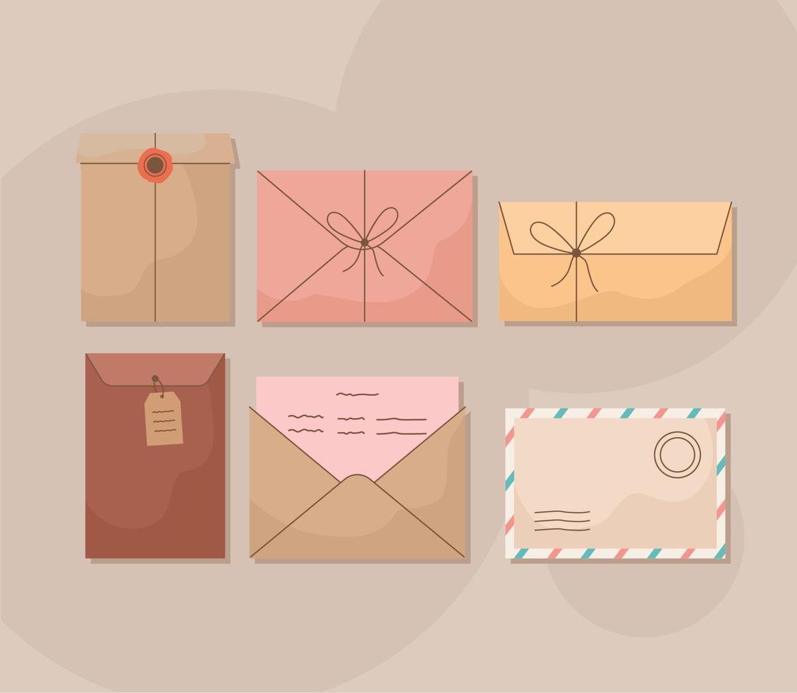 six card envelopes vector