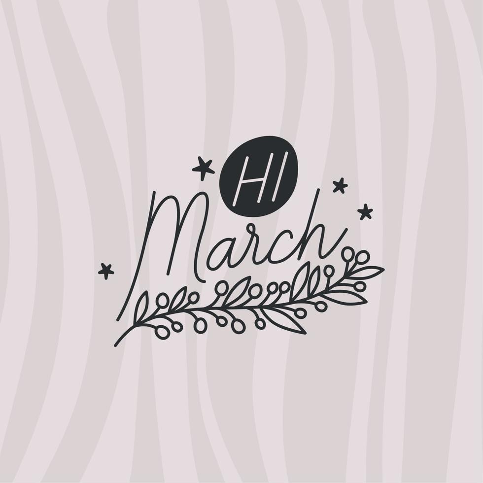 cartel de Hola marzo vector