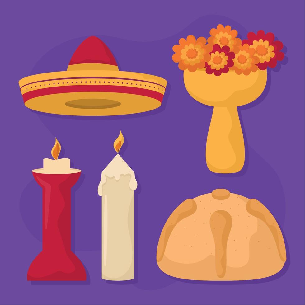 muertos day items vector