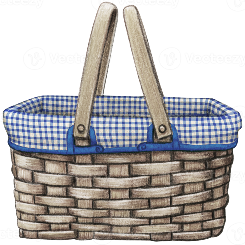 watercolor hand drawn picnic basket png