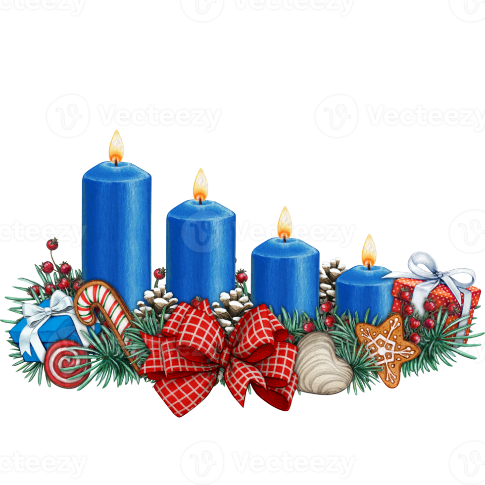 watercolor hand drawn advent candles decoration png