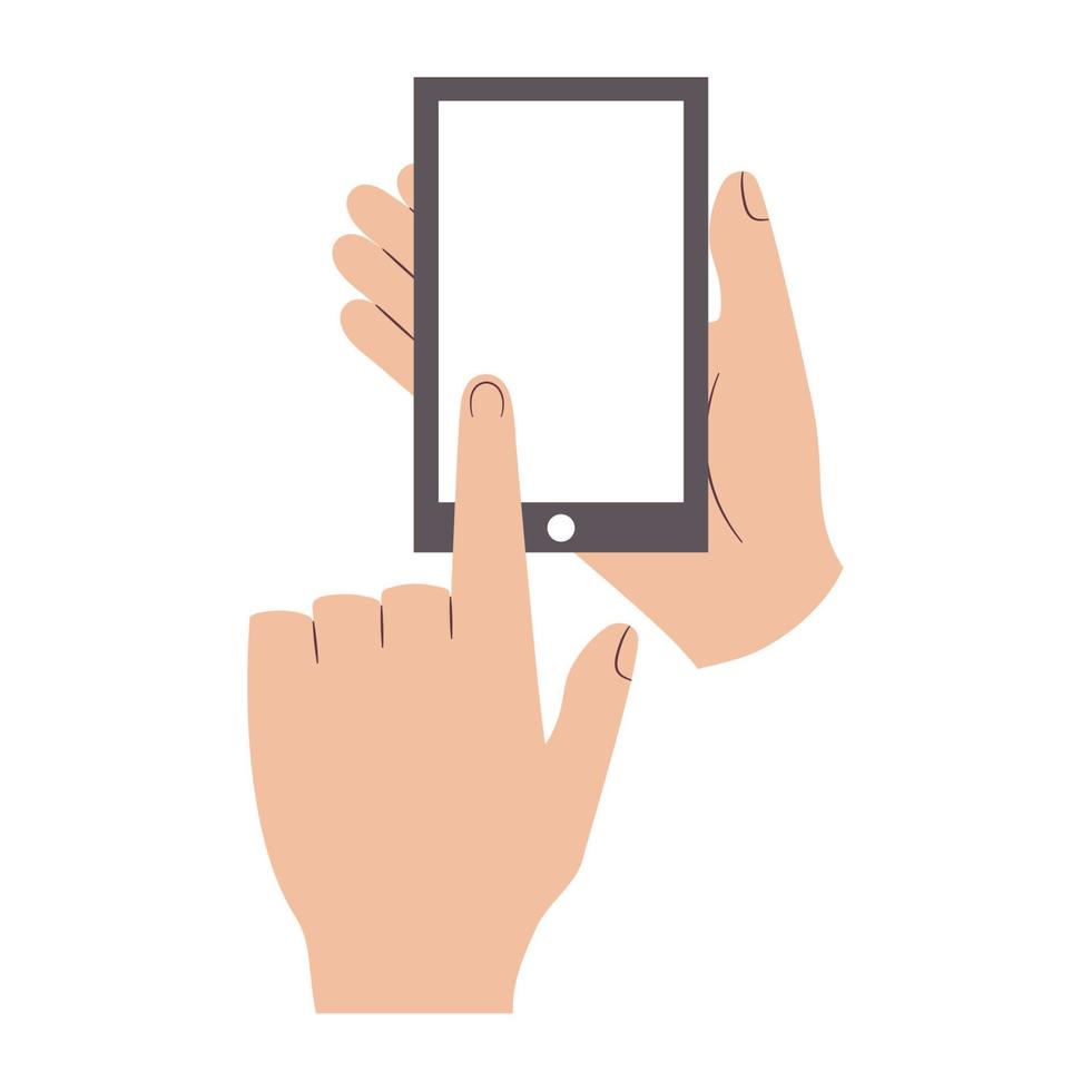 smartphone on hands vector