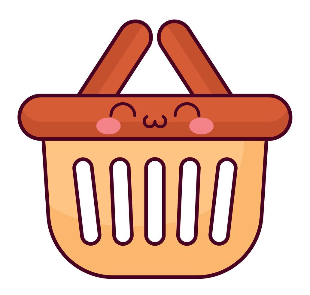 kawaii shopping basket vector