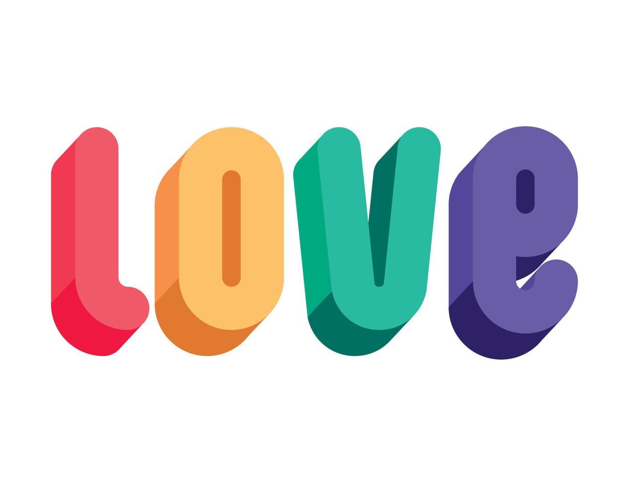 colored love lettering vector