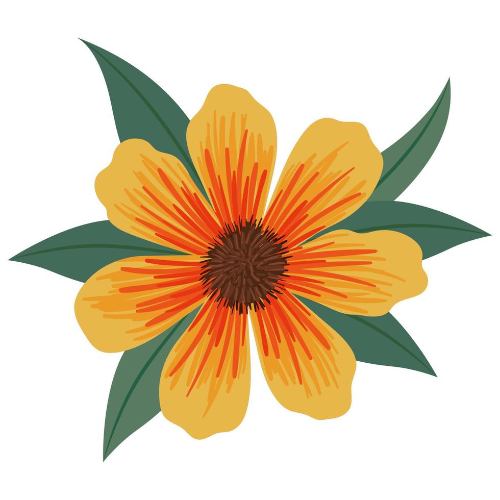 yellow flower with leaves vector