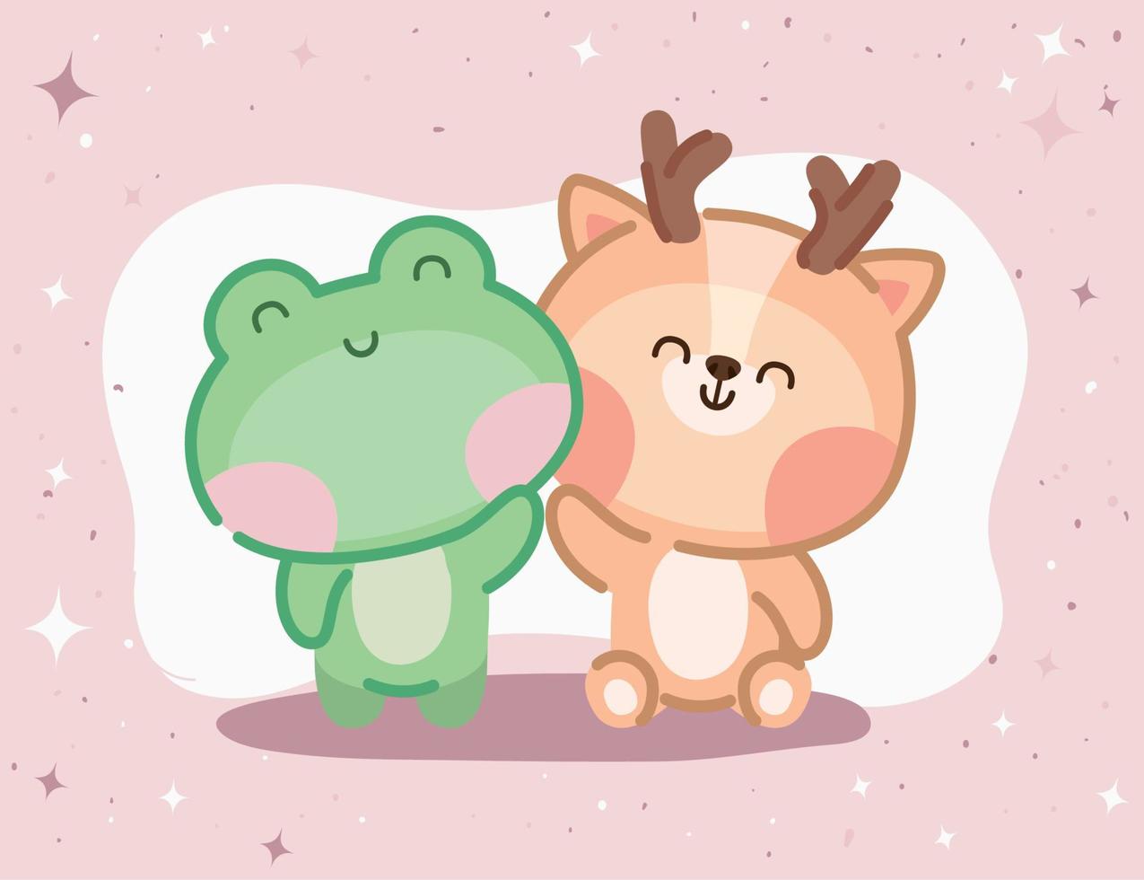 reindeer and frog vector