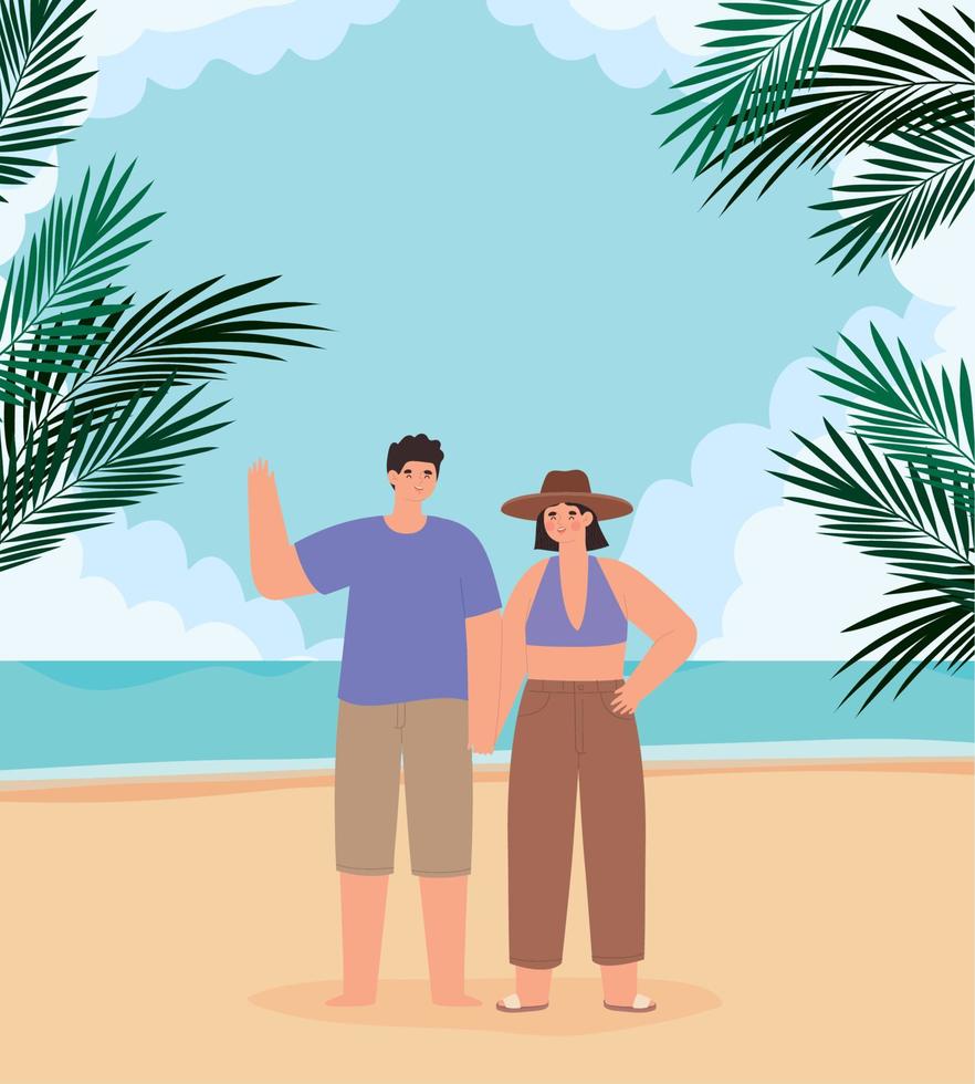 couple on the beach vector