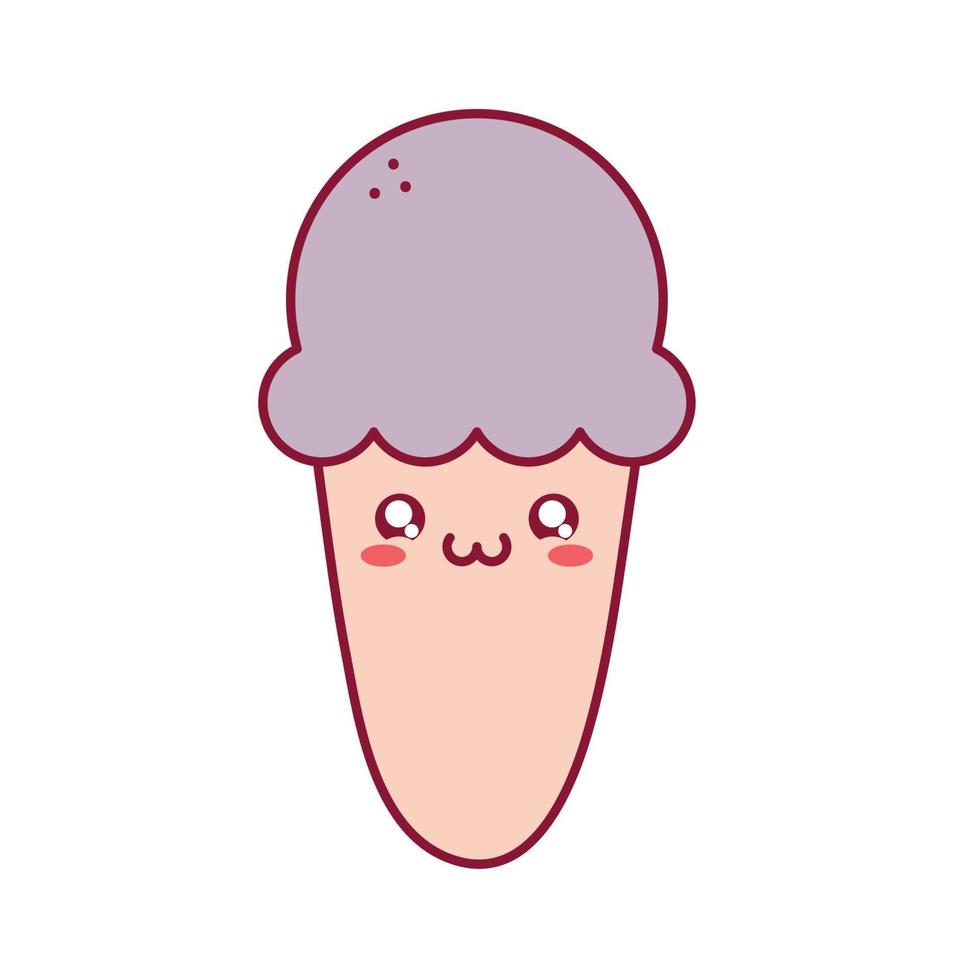 purple kawaii ice cream vector
