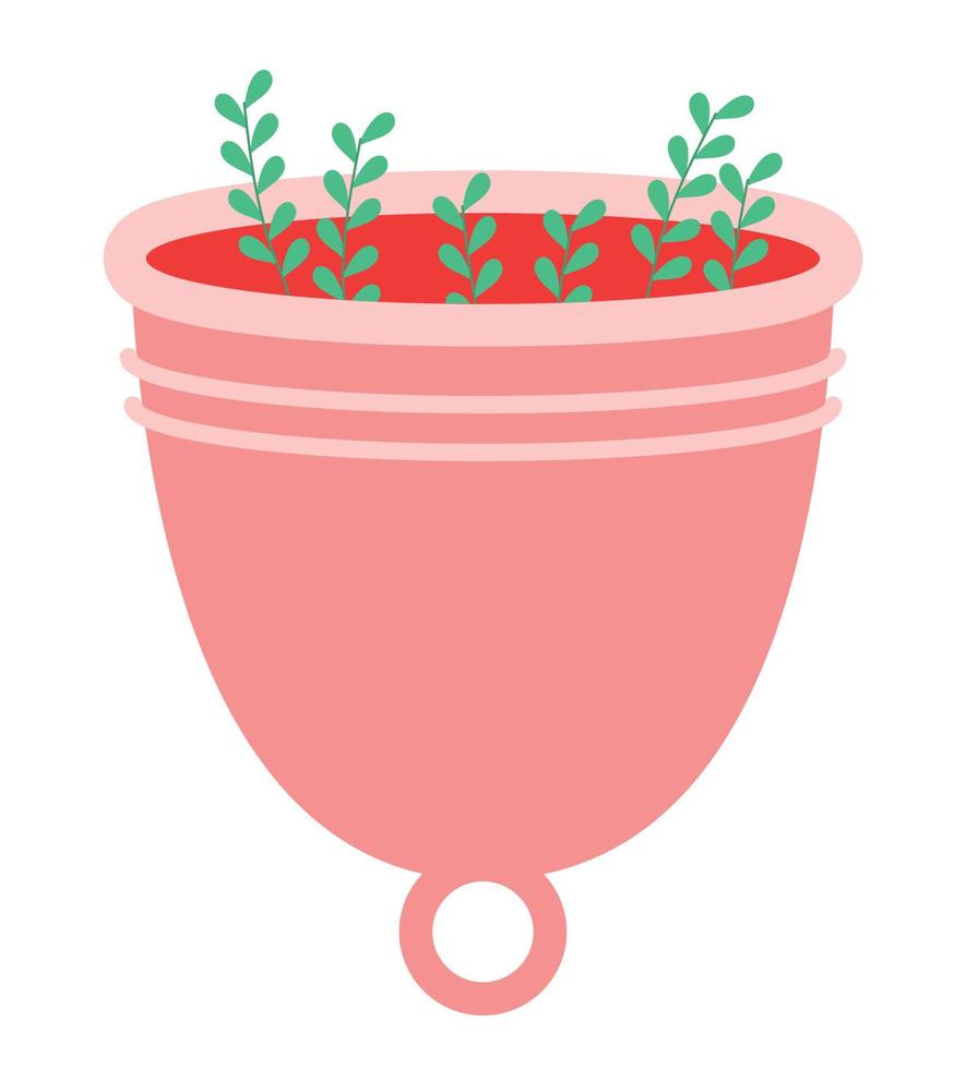menstrual cup with plants vector