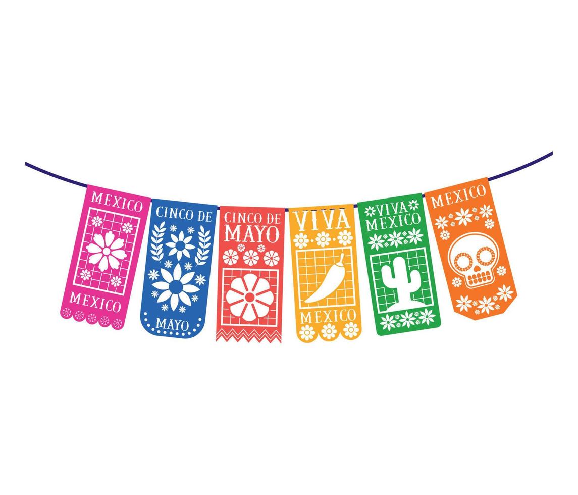 colored mexican garland vector