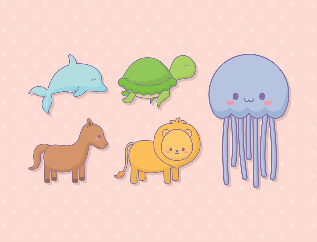 five beautiful animals vector