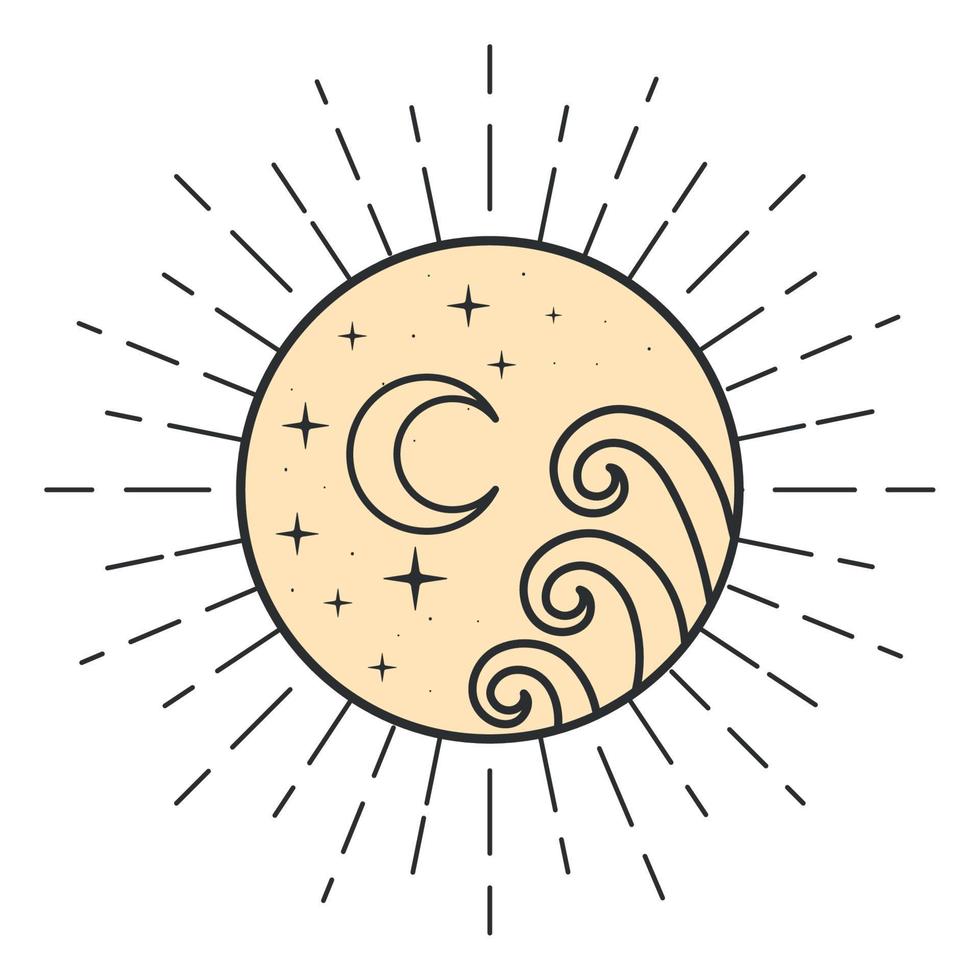 mystick sun with moon vector