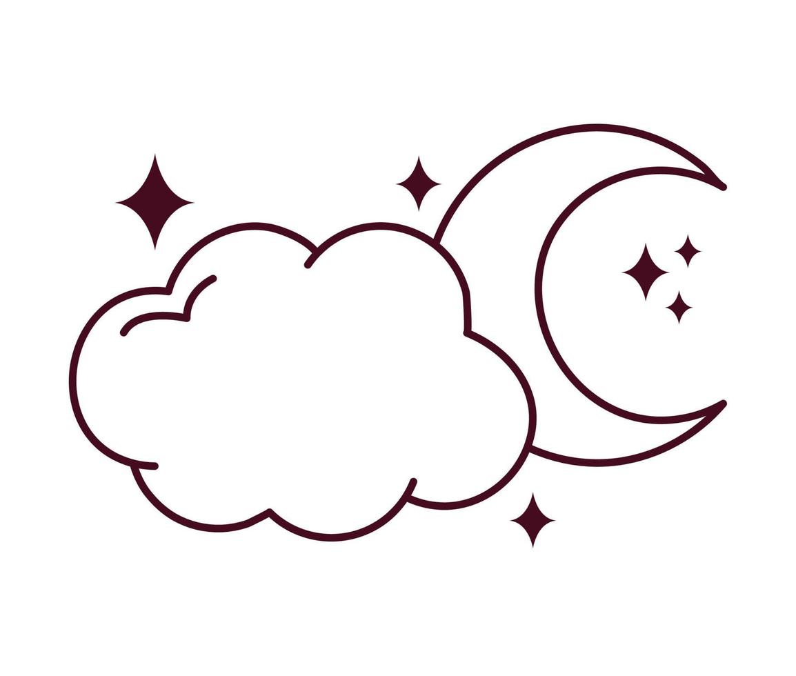moon and cloud minimalist tattoo vector
