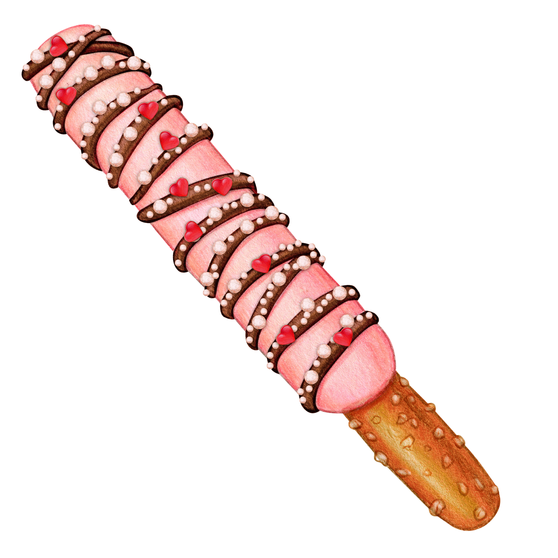 Watercolor Hand Drawn Chocolate Covered Pretzel 21387546 PNG watercolor-hand-drawn-chocolate-covered-pretzel-21387546-png