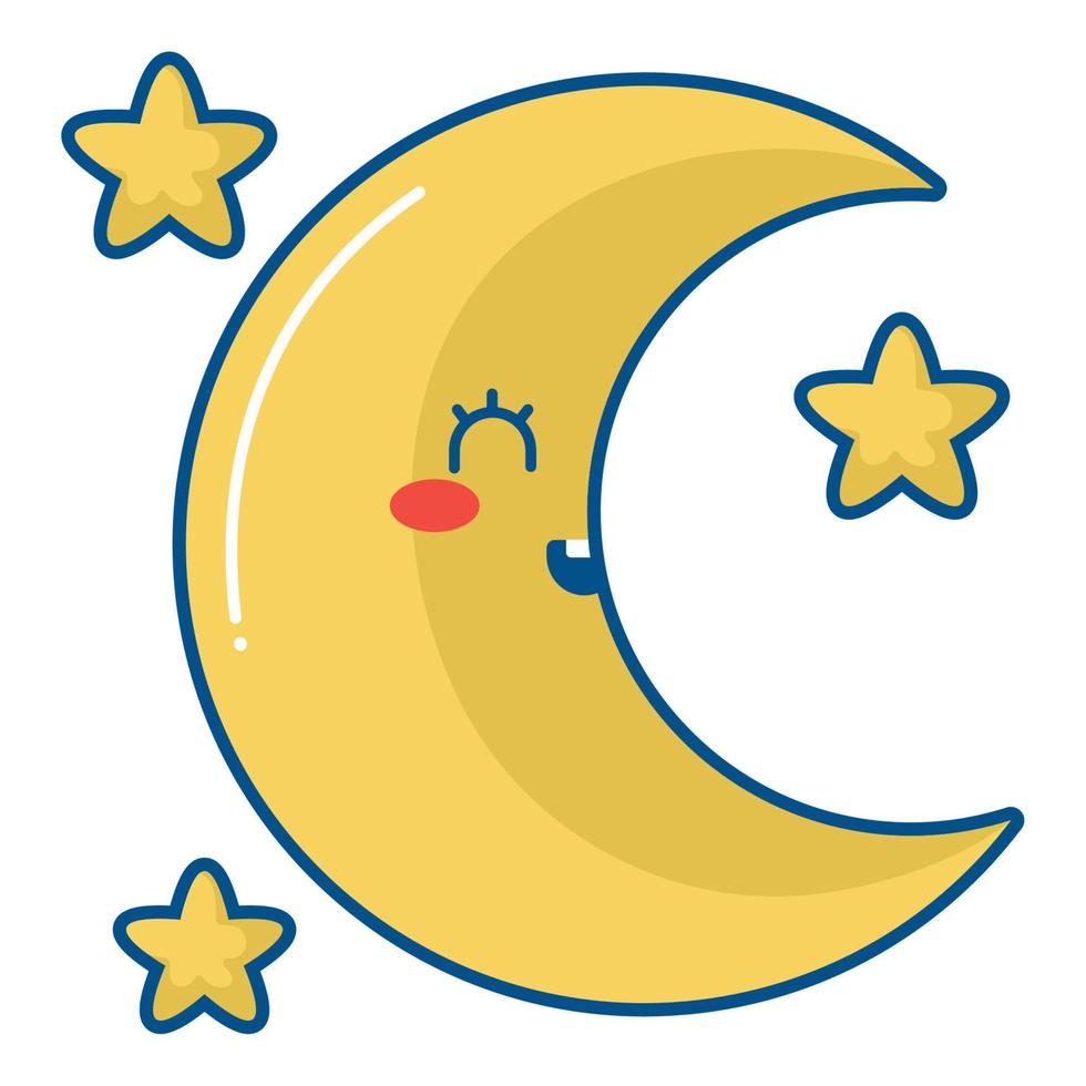 kawaii moon design vector