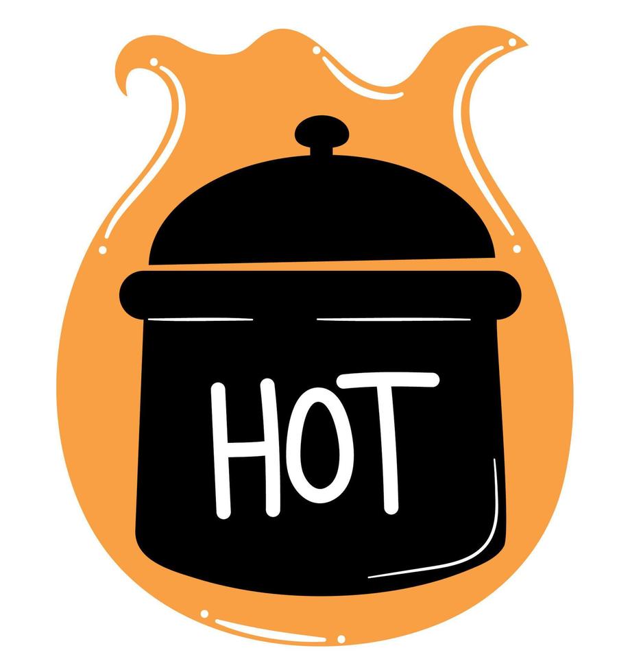 restaurant pot and hot lettering vector