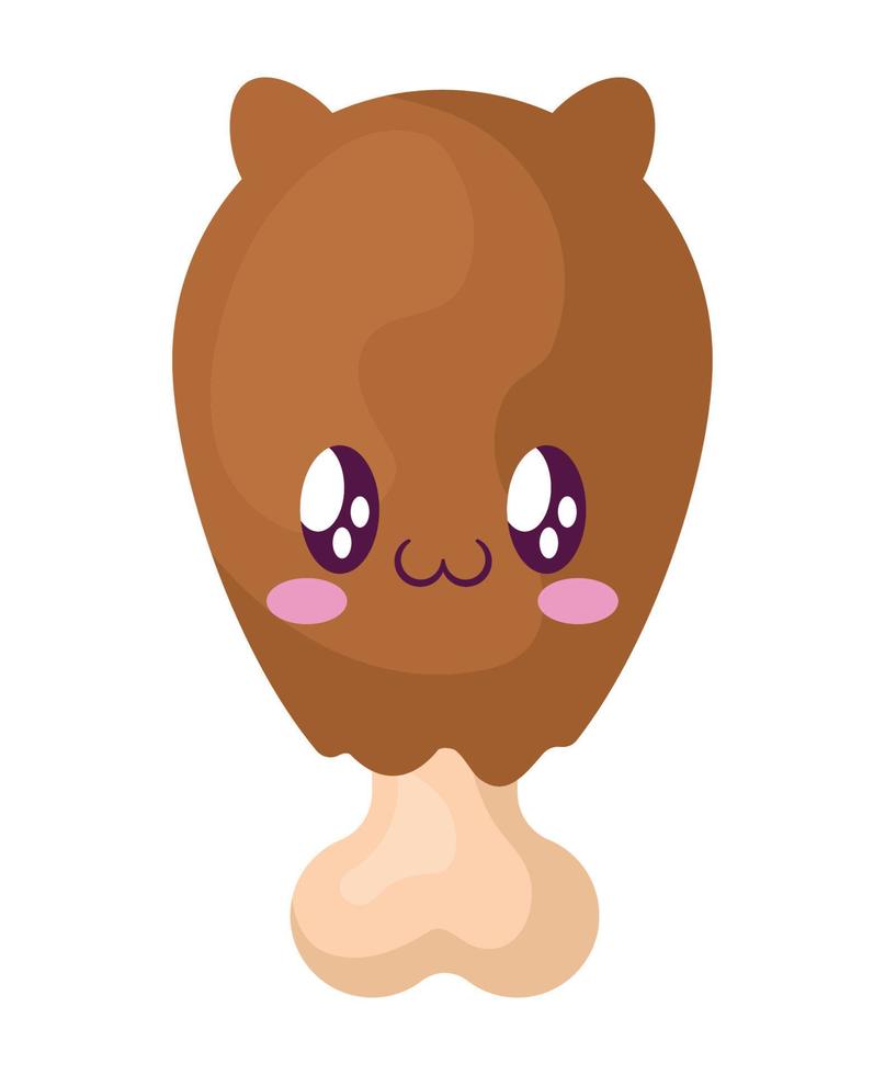 kawaii chicken leg vector