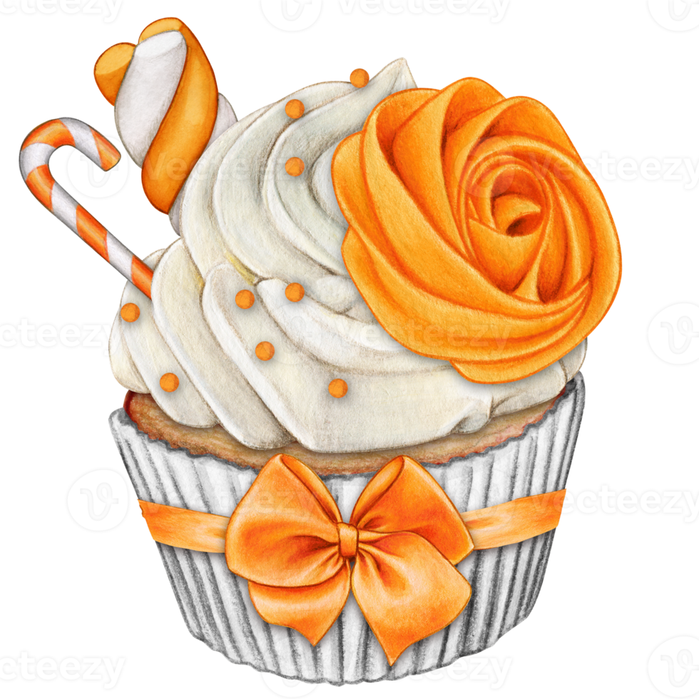 watercolor hand drawn cupcake png