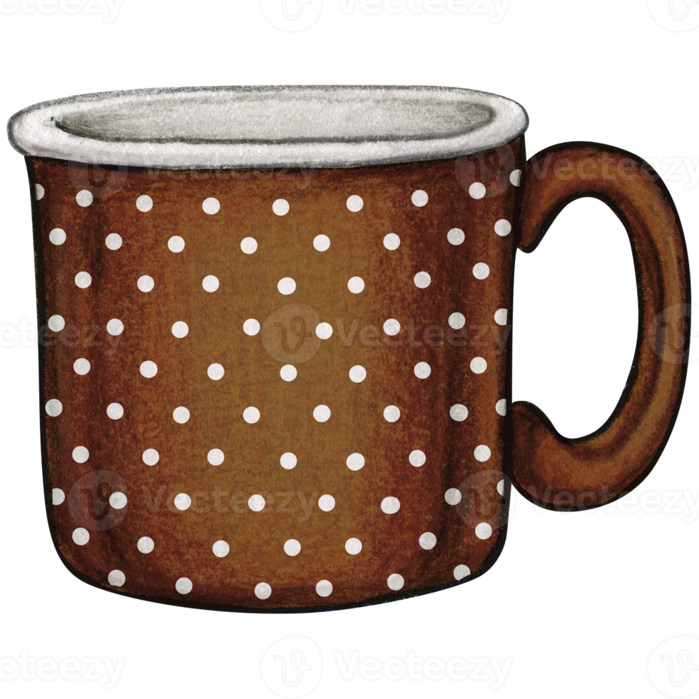 Watercolor hand drawn enamel mug png