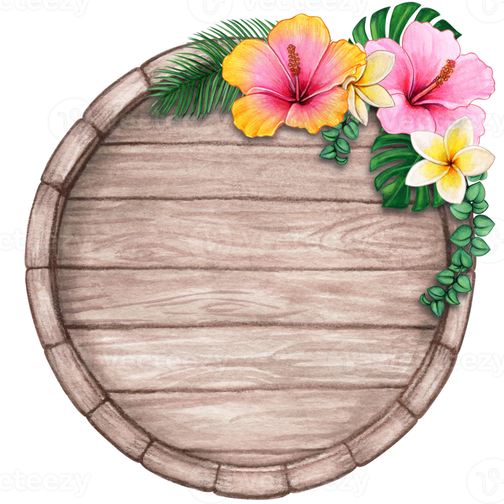 watercolor tropical summer frame png