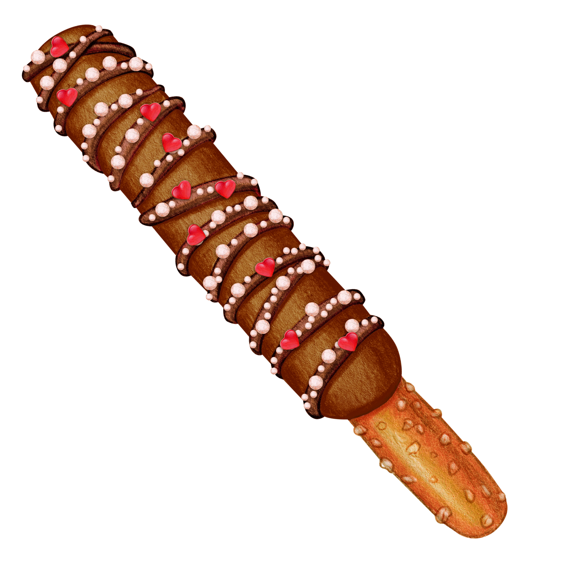 Watercolor hand drawn chocolate covered pretzel 21387722 png