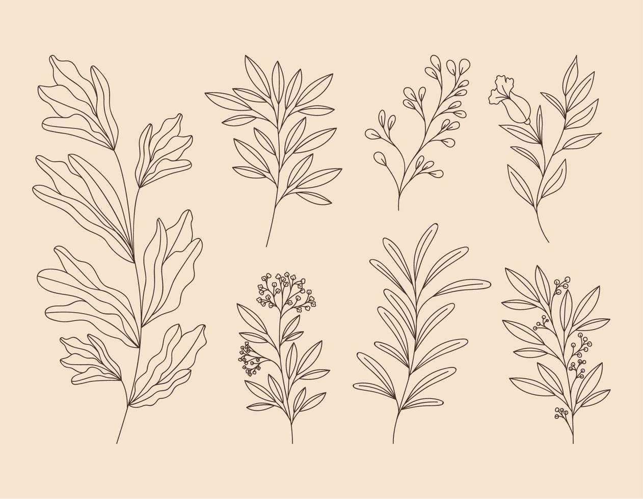 seven plants flowers vector