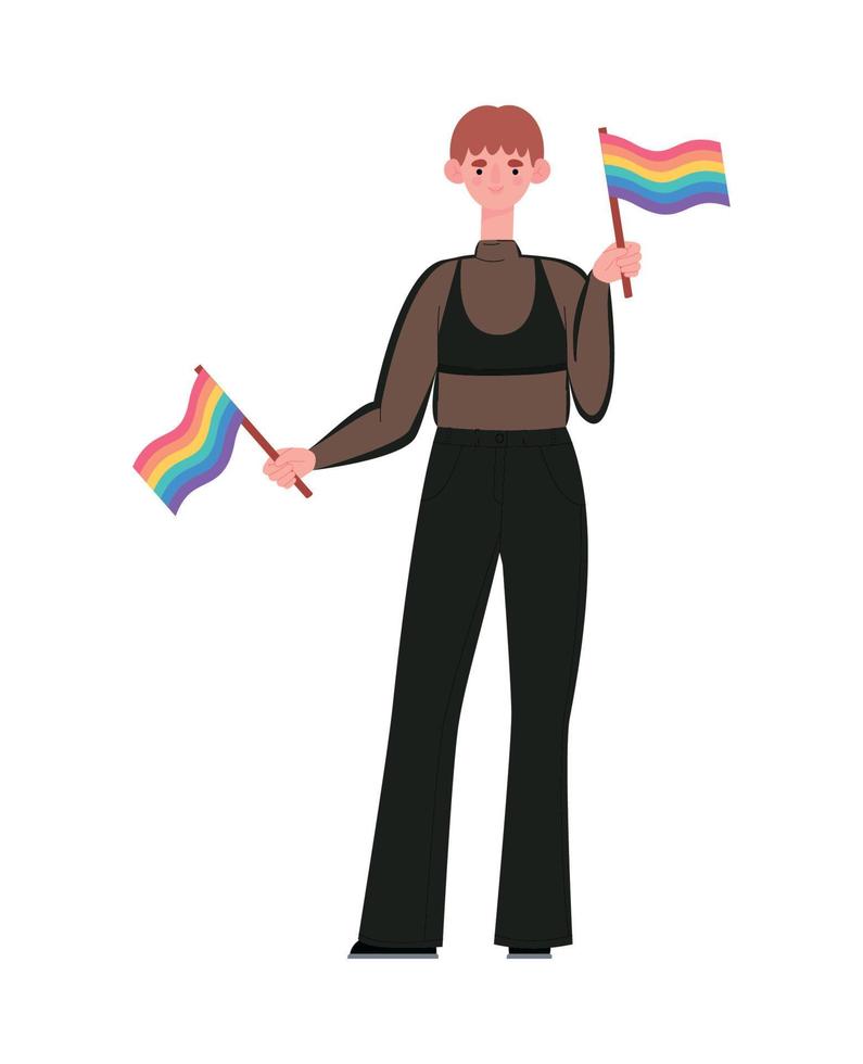 transgender holding a lgbtq flags vector