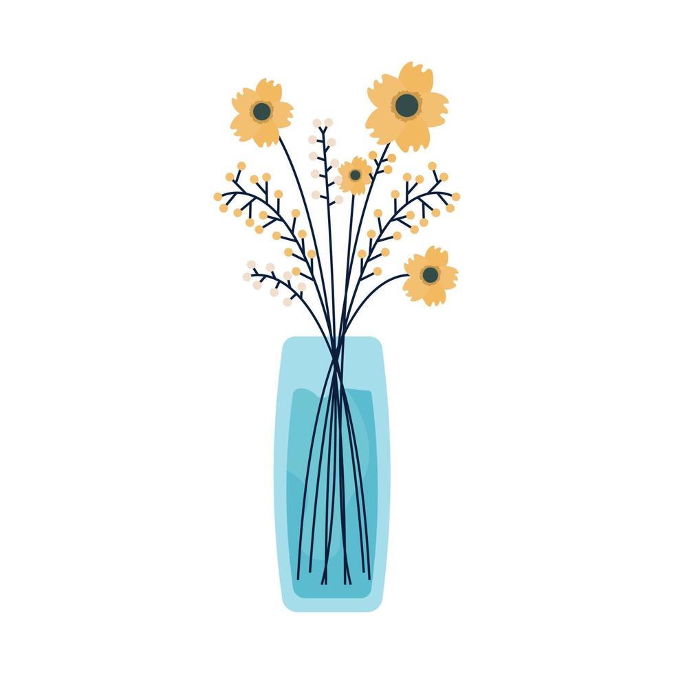 light yellow flowers bouquet vector