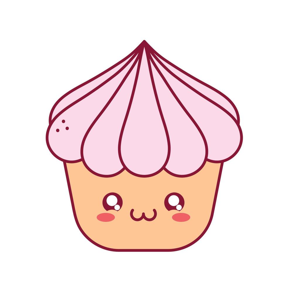kawaii cupcake illustration vector