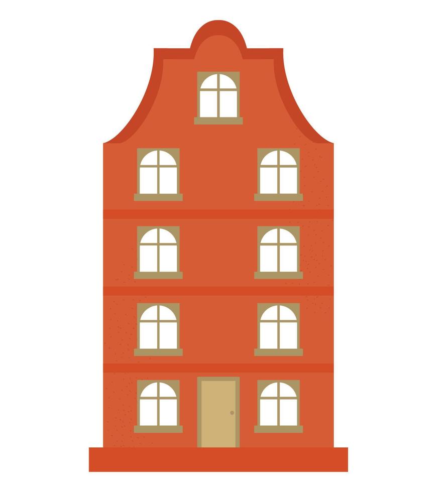 flat orange building vector