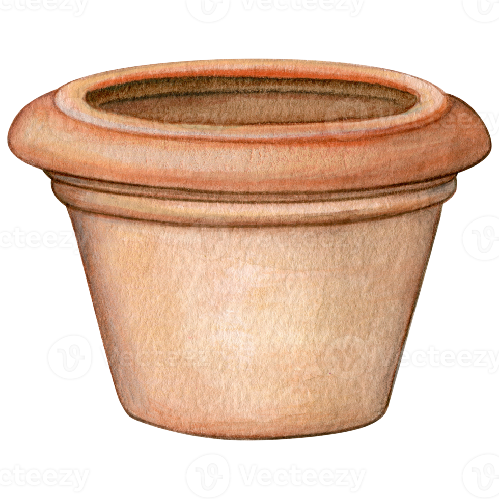 watercolor hand drawn traditional gardening mediterranean terracotta pot png