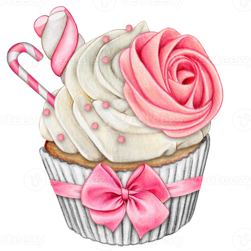 watercolor hand drawn cupcake png