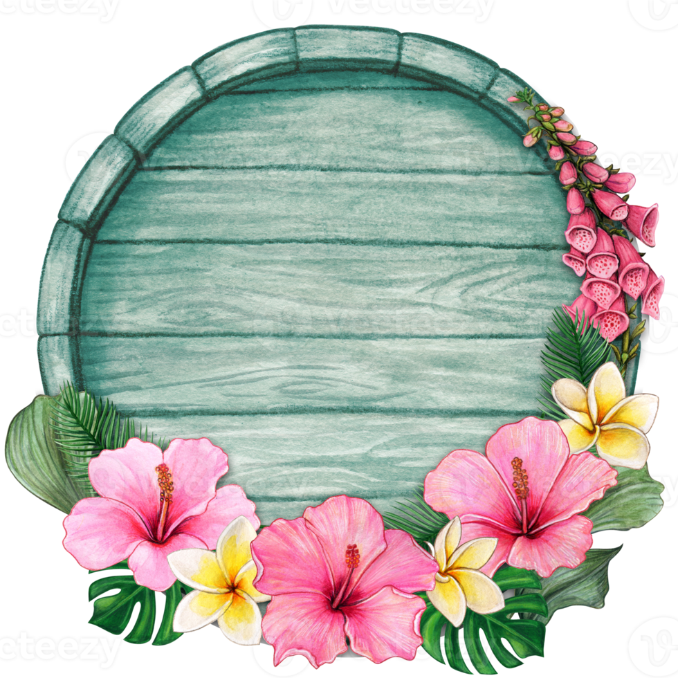 watercolor tropical summer frame png