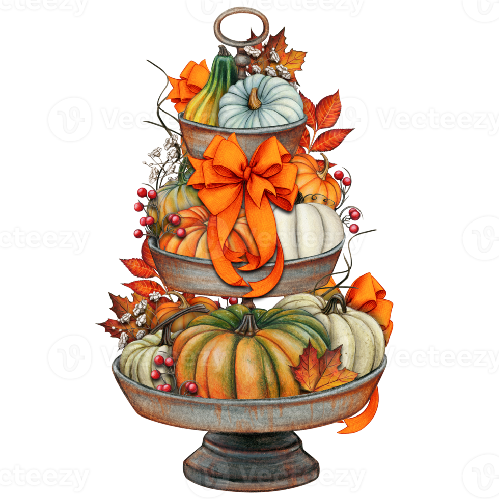 acquerello mano disegnato autunno decorato stanco vassoio png