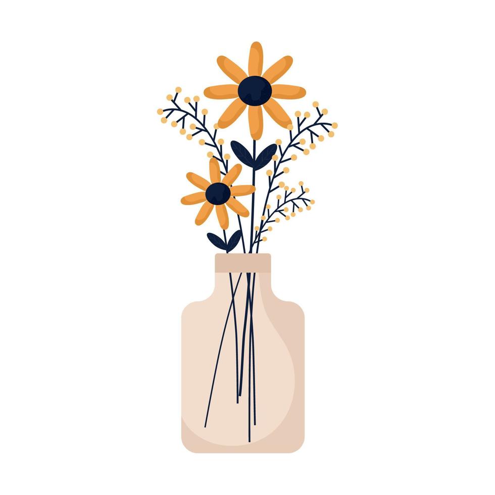 orange flowers bouquet vector