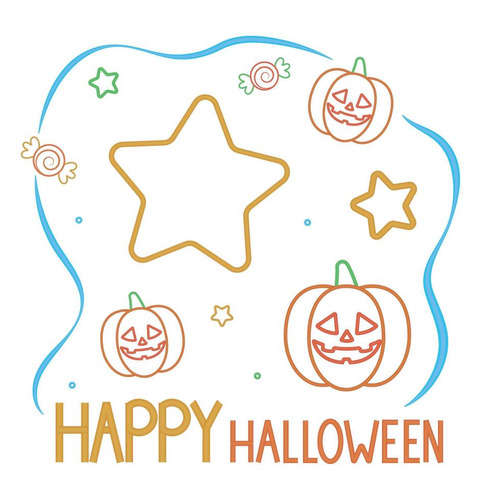 halloween lettering and pumpkins vector