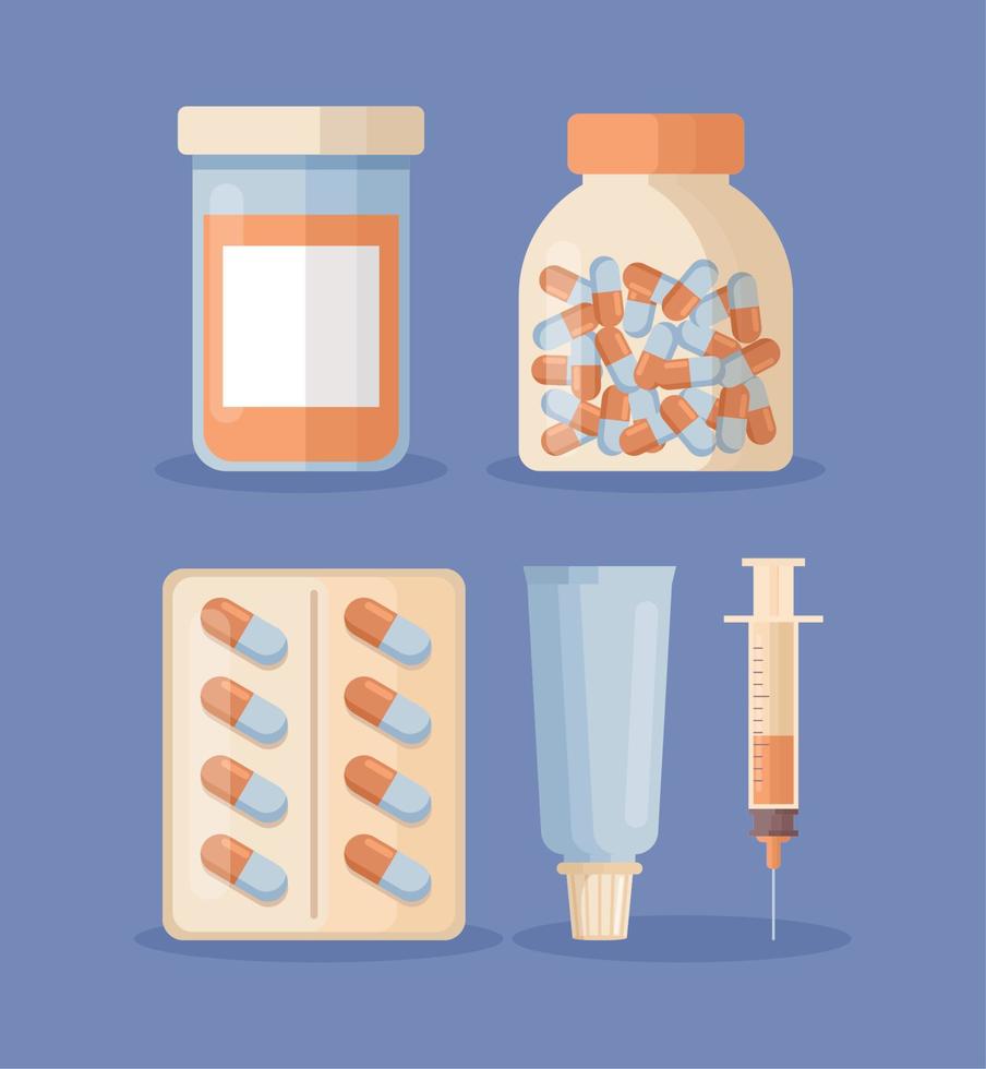 medicine items set vector