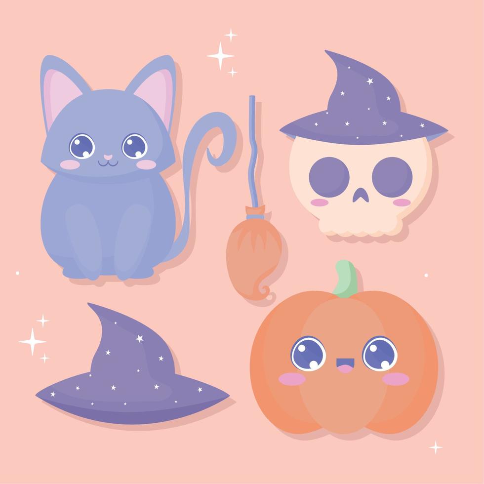 halloween witch items vector