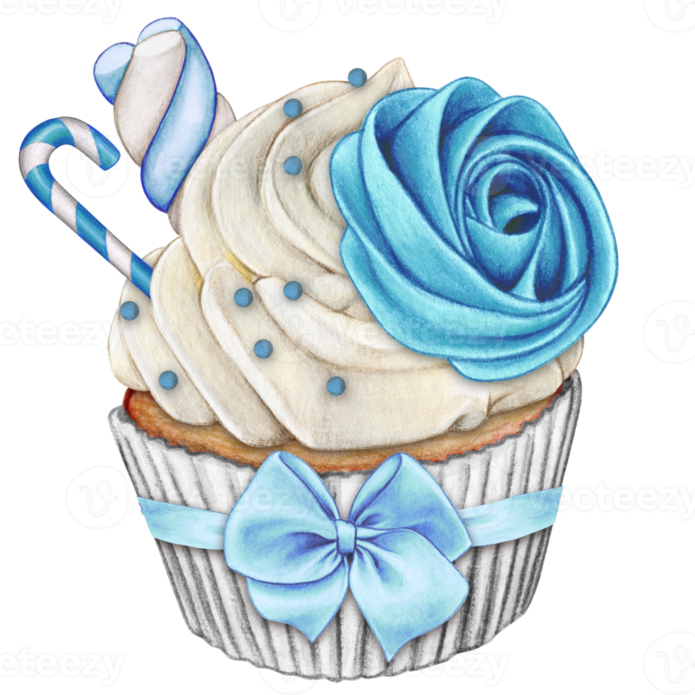 watercolor hand drawn cupcake png